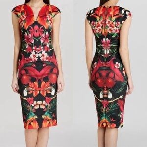 TED BAKER - Bismii Toucan Print Multicolor Tropical Bodycon Dress